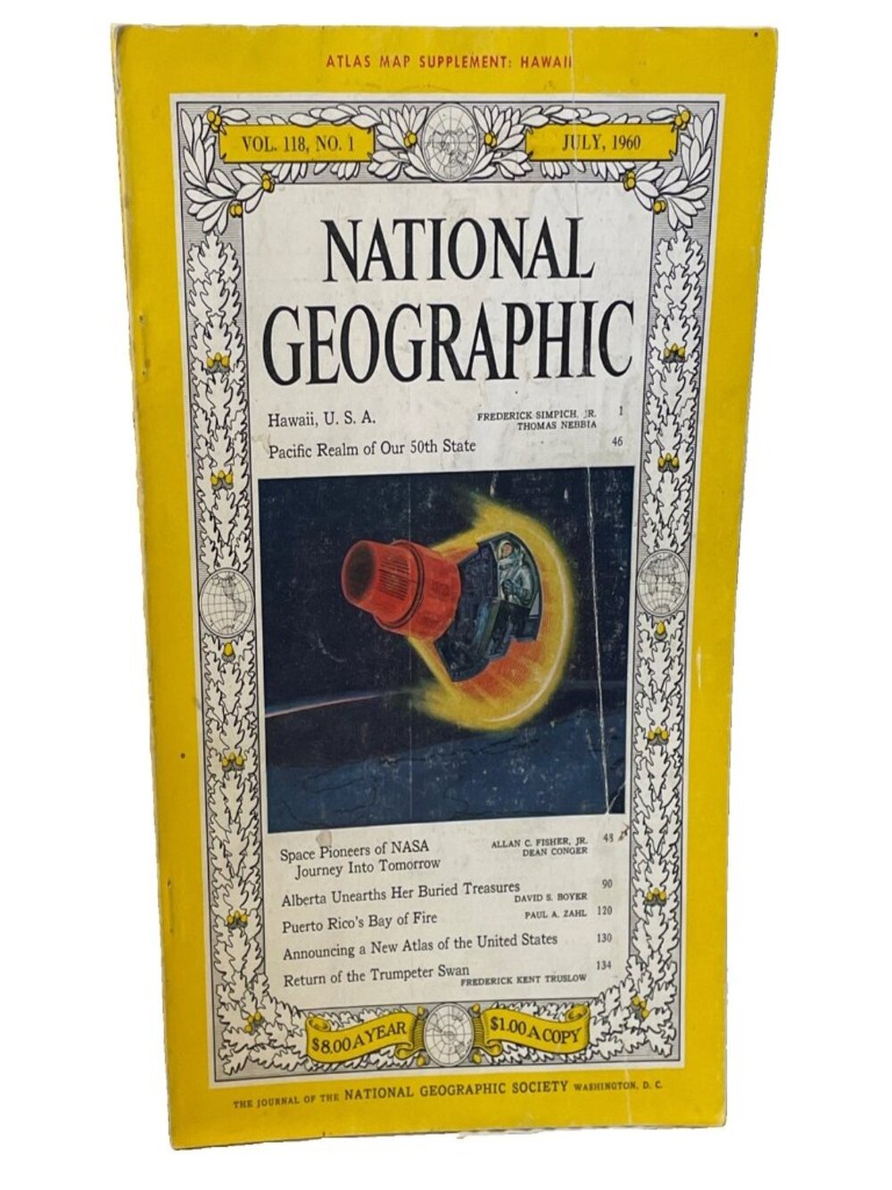 National Geographic July 1960 Vol 118 No 1 Vintage Magazine NO MAP Space Hawaii